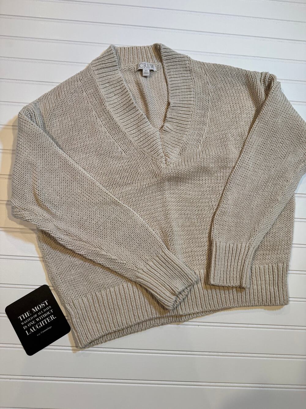 J.Crew v neck knit sweater. Oatmeal. XXS. EUC. Oversized fit